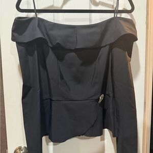 Alex Evenings Black Asymmetrical Off-Shoulder Skirt with Jewel Detail